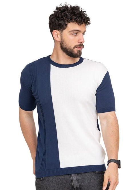 Indigo F - S.Knit Round T-shirt - Khotwh